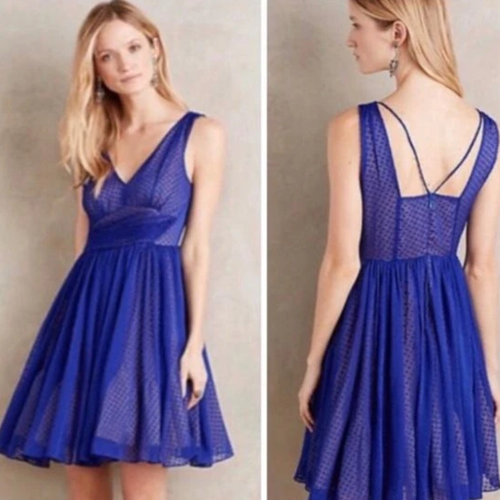 HD in Paris Anthropologie Clip Dot Cobalt Dress